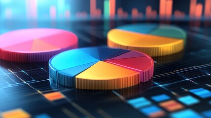 Vibrant Abstract Asset Allocation, a dynamic blend of colorful pie charts and graphs illustrating strategic investment diversity