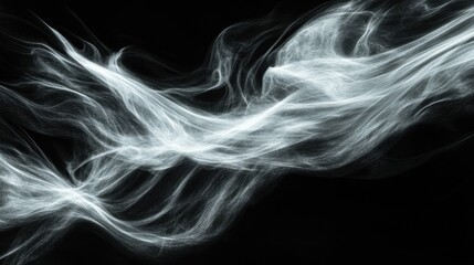 Obraz premium Abstract Gray Smoke Waves on Black Background: A Digital Art Creation