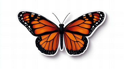 Fototapeta premium Vibrant monarch butterfly sticker design. Intricate details in rich orange and black.