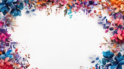 Fototapeta premium Vibrant Watercolor Floral Borders with Flowing Botanicals Ideal for Artistic Backgrounds and Design Projects