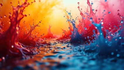 Seamless abstract rainbow splashes pattern serving as a vibrant, kaleidoscopic background with an  mesmerizing, textured pattern.