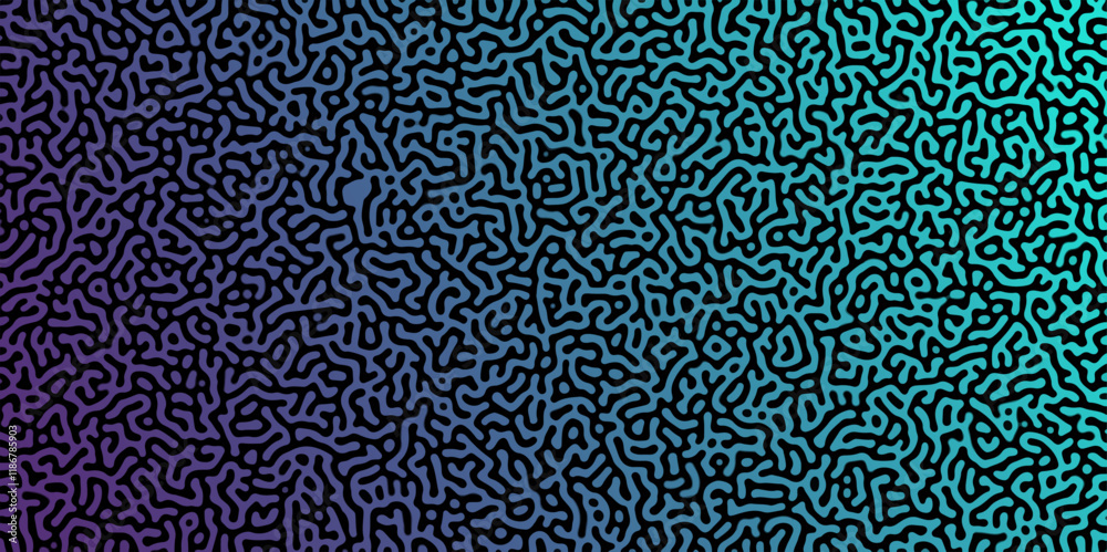 Poster Abstract Reaction-diffusion Turing pattern natural texture blue, purple gradient color scheme. Linear design with biological shapes. Organic lines Memphis. abstract truing organic wallpaper design.	
