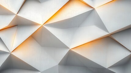 Obraz premium Abstract White and Gold 3D Geometric Wallpaper with Triangular Patterns
