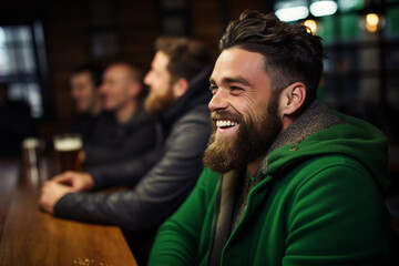 Obraz premium Irish people celebrating national holiday Saint Patrick Day, Generative AI conceptual illustration photo