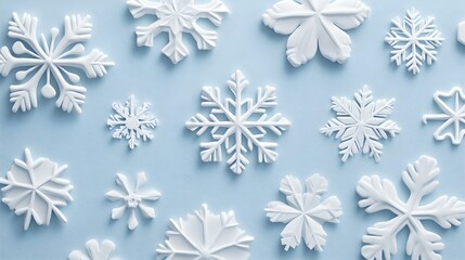 Wintery Blue Ambiance with White Snowflake Patterns in Calm Atmosphere