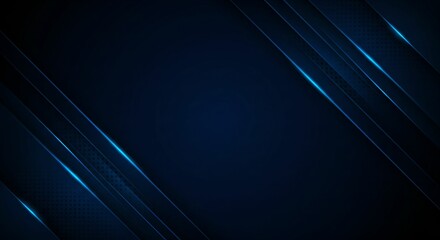 Elegant Navy Blue Metallic Background with Futuristic Geometric Layers and Glowing Lines