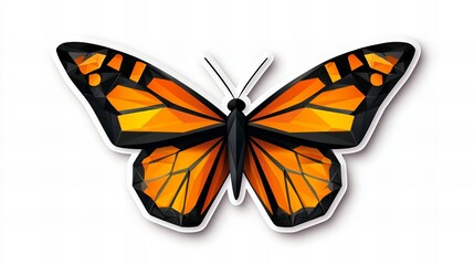 Obraz premium Geometric Monarch Butterfly. Vivid orange and black low poly design. Nature inspired art.