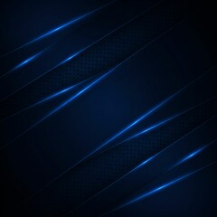 Modern Abstract Navy Blue Background with Geometric Metallic Layers and Soft Illuminated Glow