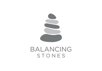 simple balancing stone logo design vector illustration. balance stone design template, balance logo icon	