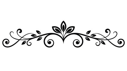 Symmetric Floral Motif Decorative Divider Line with Ornamental Filigree and Abstract Flourish Border