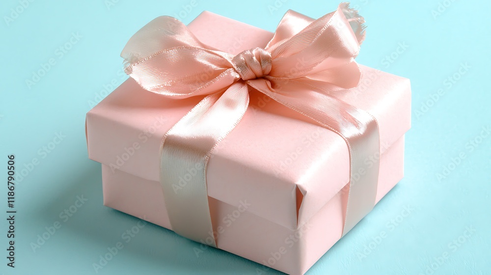 Sticker A pink gift box tied with a delicate satin ribbon