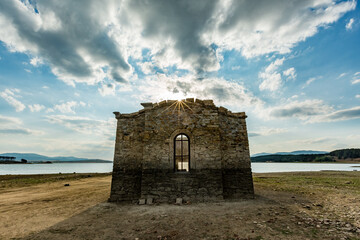 Visit ruins of sunken submerged Orthodox Christian Church “St. John of Rila”, Zhrebchevo dam water reservoir, Bulgaria