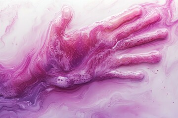 Obraz premium Purple paint splash resembling a handprint on white background