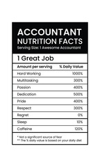 Accountant nutrition facts label template design