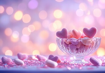 Fototapeta premium Valentines Day background with pink and purple