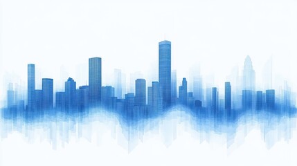 Fototapeta premium Abstract financial stock market graph with blue color and city buildings on transparent background vector illustration white background