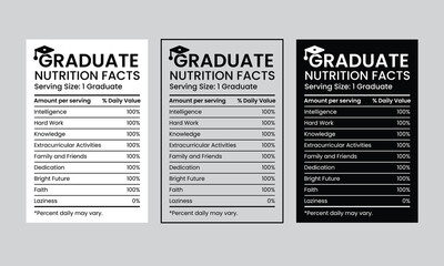 Obraz premium Graduation nutrition facts label template design