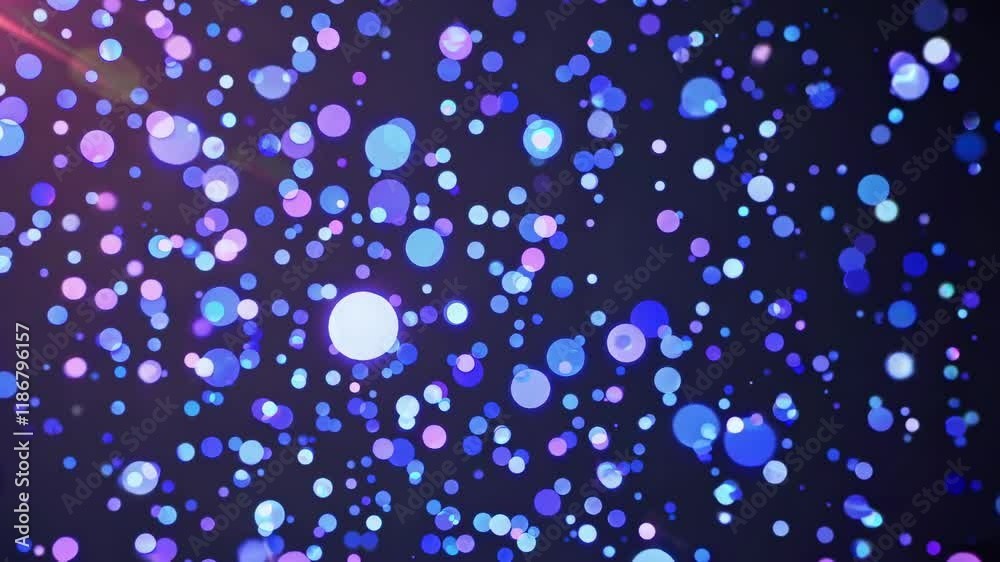 Poster colorful floating particles create a mesmerizing visual effect in dark background