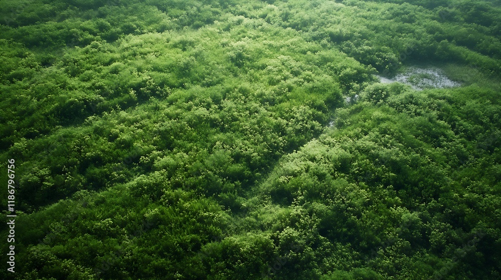 Poster vast lush green aerial view of dense forest canopy perfect for nature and conservation themes : gene