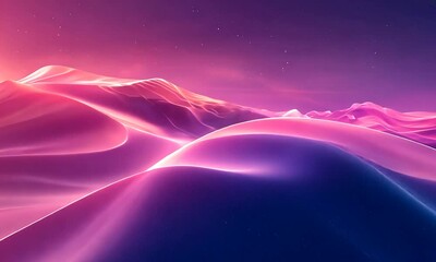 Surreal neon landscape with glowing purple dunes - Powered by Adobe