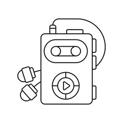 walkman line icon with white background vector stock illustration