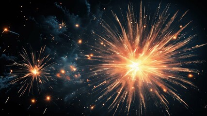 Fototapeta premium Colorful fireworks exploding in night sky during festival, creating an exciting atmosphere for celebrations