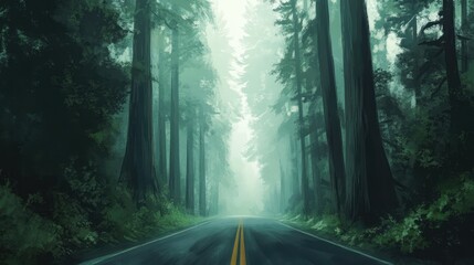 Fototapeta premium Picturesque Drive Through Redwood National Forest