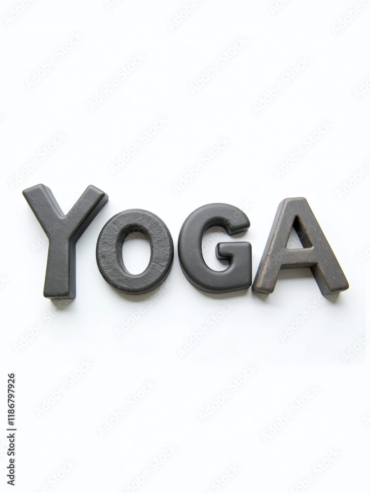 Poster A Yoga Text Made From Stones Is Isolated On A White Background For Use As A Simple Graphic Image. 00002