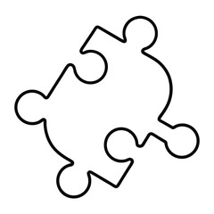 A jigsaw puzzle drawn by a single continuous line, featuring interconnected pieces
