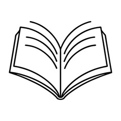 A minimalist design of an open book with flying pages, all created with a single continuous line, symbolizing the flow of knowledge and creativity.