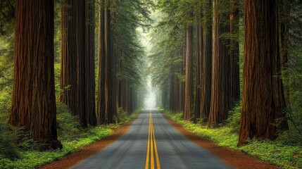 Fototapeta premium Picturesque Drive Through Redwood National Forest