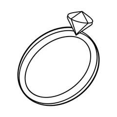 A minimalist design of a ring with a diamond, elegantly drawn with a single continuous line, symbolizing simplicity and luxury in a refined, modern style.