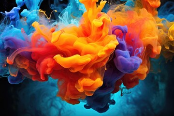 Ink in Water - Abstract Rainbow Colors Liquid Background