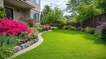 Obraz premium Colorful Spring Garden with Variety of Blooming Perennials