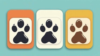 Colorful paw prints in a playful design, perfect for pet related branding or animal themed projects