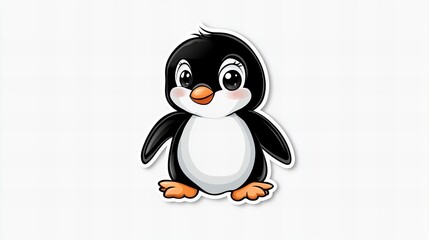 Fototapeta premium Adorable cartoon penguin sticker. Perfect for kids' projects or decorations!
