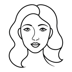 A minimalistic single-line drawing of a woman's face, showcasing elegance and femininity with flowing, uninterrupted curves that emphasize beauty and simplicity.
