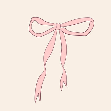 pink ribbon bow simple design clip art preview