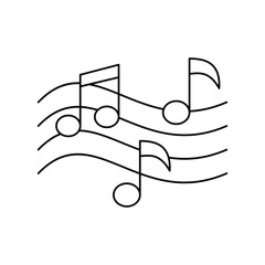 Musical Notes line icon with white background vector stock illustration