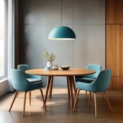 Turquoise Dining Chairs in Modern Scandinavian Home Interior