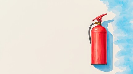 Fototapeta premium Bright Red Fire Extinguisher on Colorful Background with Shadow