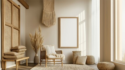 Minimalist Boho Living Room with Natural Textures