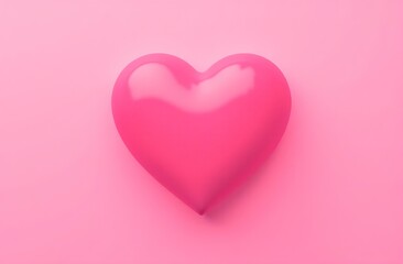 Pink volumetric heart on pink background. Love Valentine's Day on February 14. Send Valentine, small gift, letter with declaration of love to beloved