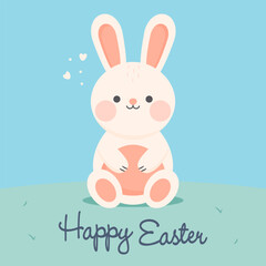Happy Easter! Cute Easter Bunny. Vector Illustration.