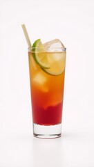 Vibrant tequila sunrise-themed flat design featuring a colorful cocktail