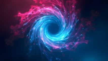 An abstract swirl of neon colors resembling a digital vortex