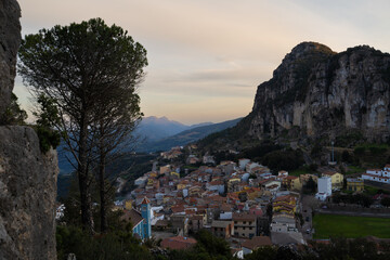 Small Sardinian town at sunset