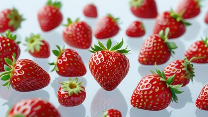 Strawberry set against a clear backdrop. The idea of tasty and nutritious berries
