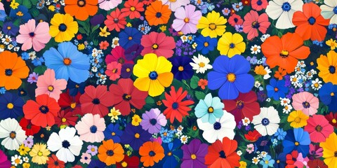 Vibrant summer wildflower background showcasing an array of colorful blooms, perfect for enhancing designs or adding a touch of nature with a beautiful summer wildflower background theme.