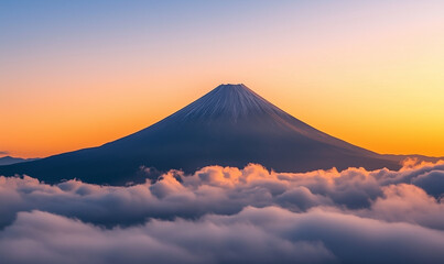 a mountain peak above the clouds